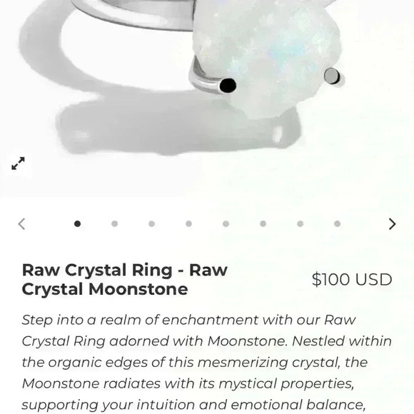 Raw Crystal Ring - Raw Moonstone - Picture 3 of 3